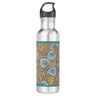 cyclamen blue art nouveau flower wallpaper 710 ml water bottle