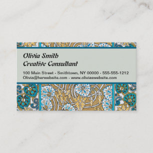 cyclamen blue art nouveau flower wallpaper business card