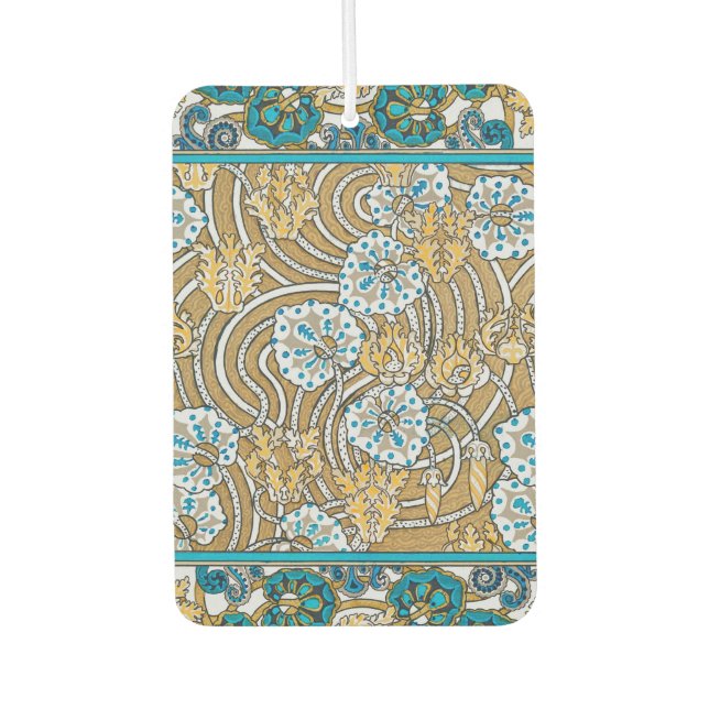 cyclamen blue art nouveau flower wallpaper  car air freshener (Front)
