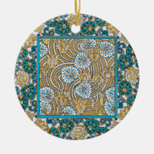 cyclamen blue art nouveau flower wallpaper  ceramic ornament