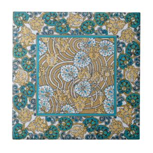 cyclamen blue art nouveau flower wallpaper  ceramic tile