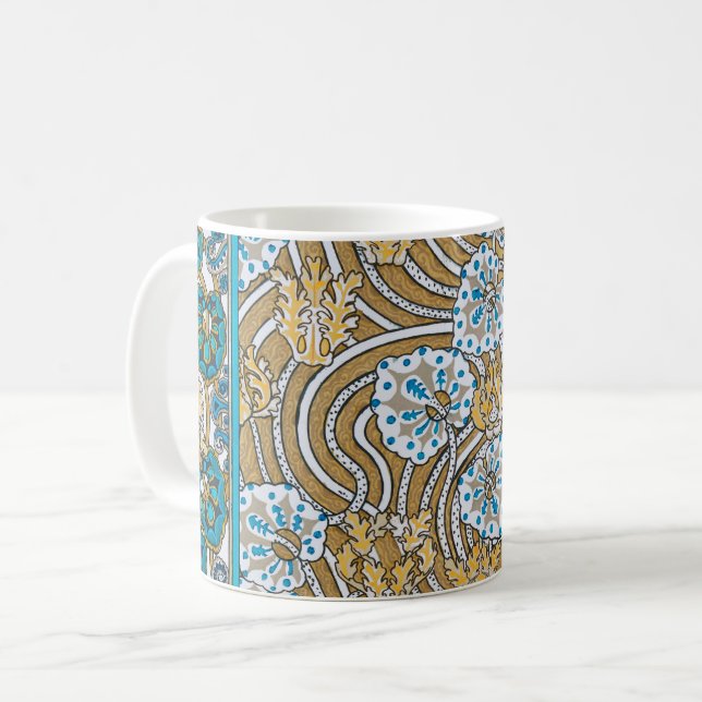 cyclamen blue art nouveau flower wallpaper  coffee mug (Front Left)