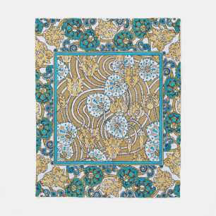 cyclamen blue art nouveau flower wallpaper  fleece blanket