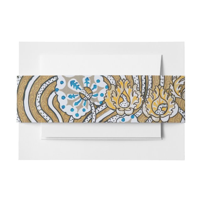 cyclamen blue art nouveau flower wallpaper  invitation belly band (Front Example)