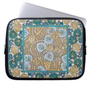 cyclamen blue art nouveau flower wallpaper  laptop sleeve