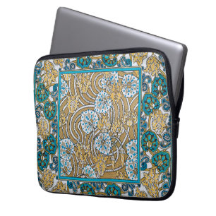 cyclamen blue art nouveau flower wallpaper  laptop sleeve