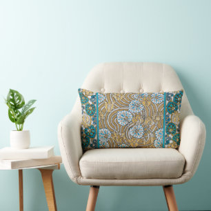 cyclamen blue art nouveau flower wallpaper  lumbar cushion