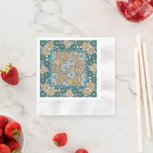 cyclamen blue art nouveau flower wallpaper  napkin