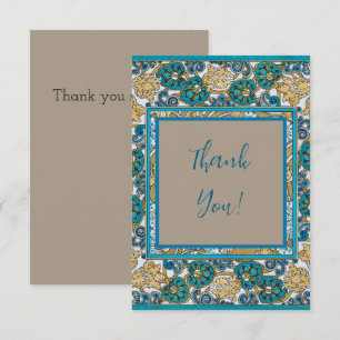 cyclamen blue art nouveau flower wallpaper thank you card