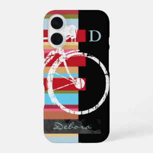 cycle/cycling & stripes personalised iPhone 16 case