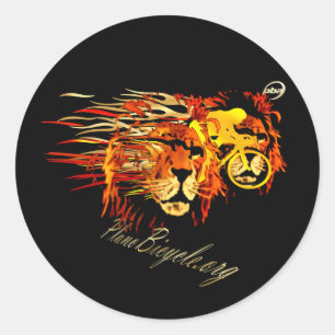 Cycle like a lion on Fire Plano Texas Cycling Classic Round Sticker