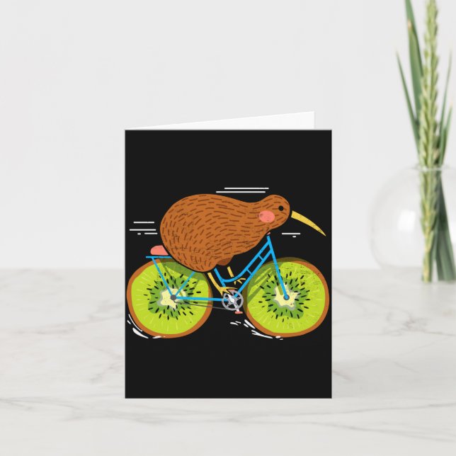 Cycle New Zealand Funny Kiwi On A Bicycle Design I Card (Front)