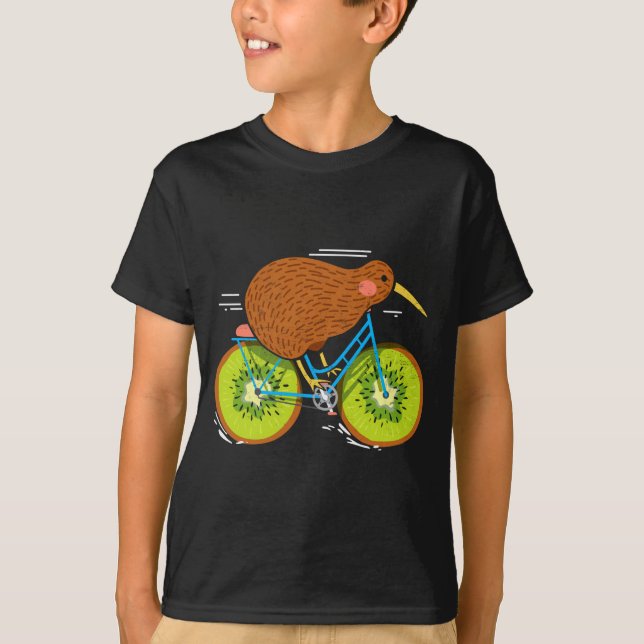 Cycle New Zealand Funny Kiwi On A Bicycle Design I T-Shirt (Front)