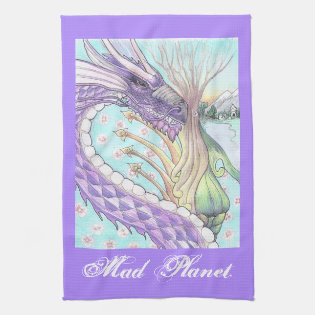 Cycle of Life Dragon Drawing Tea Towel (Vertical)