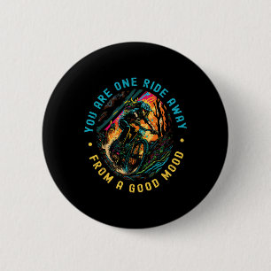 Cycle One Ride Away From A Good Mood Retro Mountai 6 Cm Round Badge