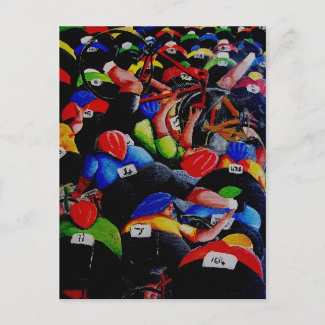 Cycle Race Crash postcard by Lyn Hurring (Front)