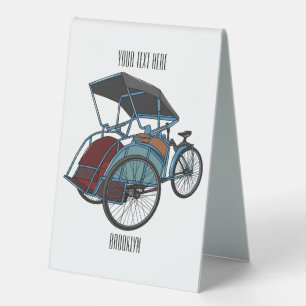 Cycle rickshaw cartoon illustration