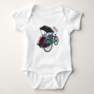 Cycle rickshaw cartoon illustration baby bodysuit