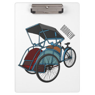 Cycle rickshaw cartoon illustration clipboard
