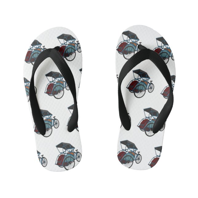 Cycle rickshaw cartoon illustration kid's thongs (Footbed)