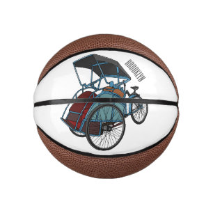 Cycle rickshaw cartoon illustration mini basketball