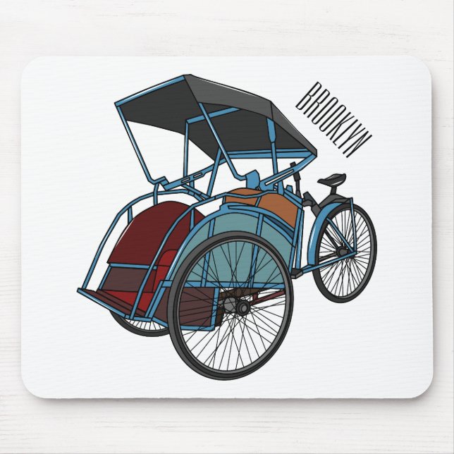 Cycle rickshaw cartoon illustration mouse pad (Front)