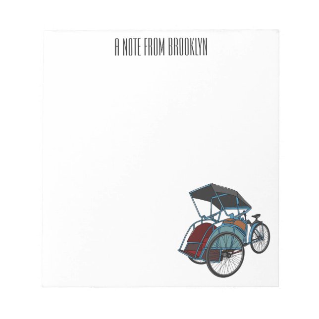 Cycle rickshaw cartoon illustration notepad (Front)