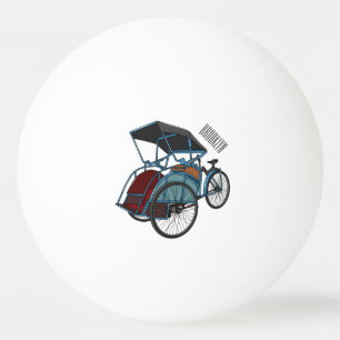 Cycle rickshaw cartoon illustration ping pong ball