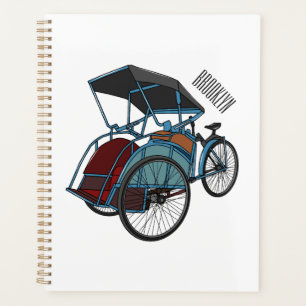 Cycle rickshaw cartoon illustration planner