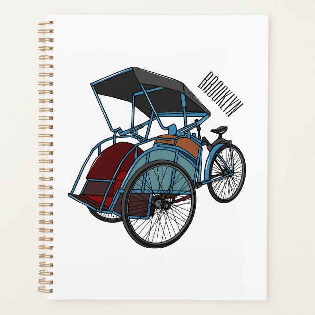 Cycle rickshaw cartoon illustration planner (Front)