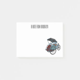 Cycle rickshaw cartoon illustration post-it notes