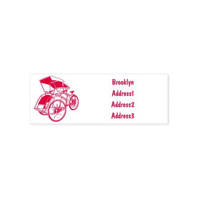 Cycle rickshaw cartoon illustration self-inking stamp (Design)