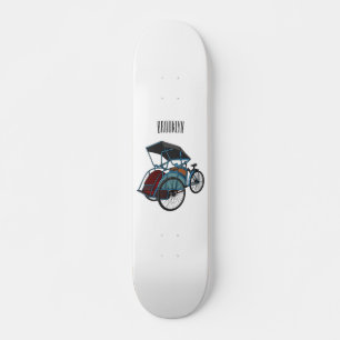 Cycle rickshaw cartoon illustration skateboard