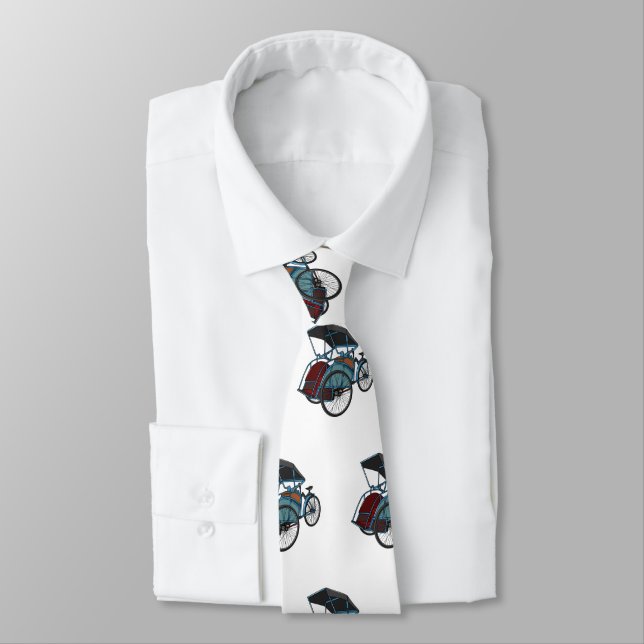 Cycle rickshaw cartoon illustration tie (Tied)