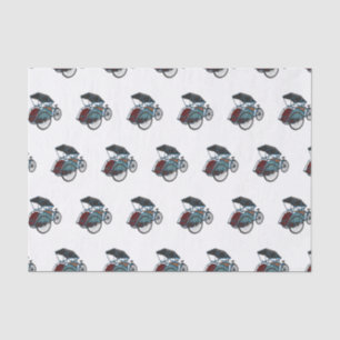 Cycle rickshaw cartoon illustration tissue paper