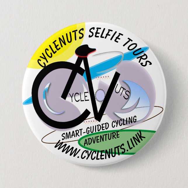 CycleNuts Selfie Tours - Smart-guided Adventure 7.5 Cm Round Badge (Front)