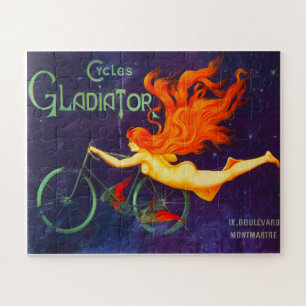 Cycles Gladiator Vintage French Cycling Ad Poster Jigsaw Puzzle