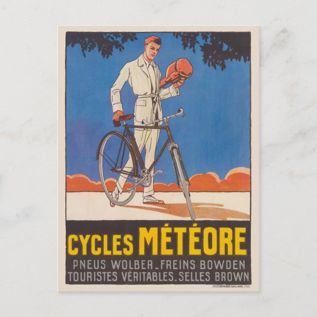 Cycles Météore France Vintage Poster 1926 Postcard (Front)