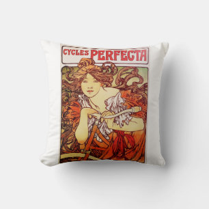 Cycles Perfecta by Alphonse Mucha Cushion