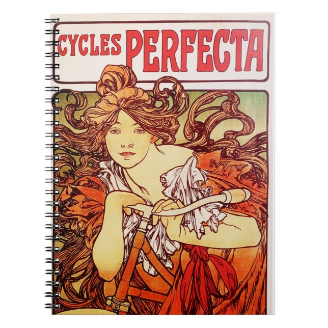 Cycles Perfecta by Alphonse Mucha Notebook (Front)