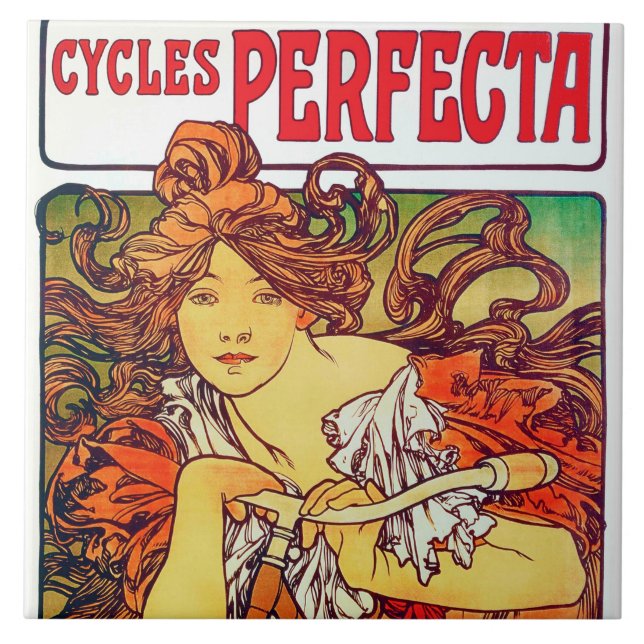 Cycles Perfecta, Mucha Ceramic Tile (Front)