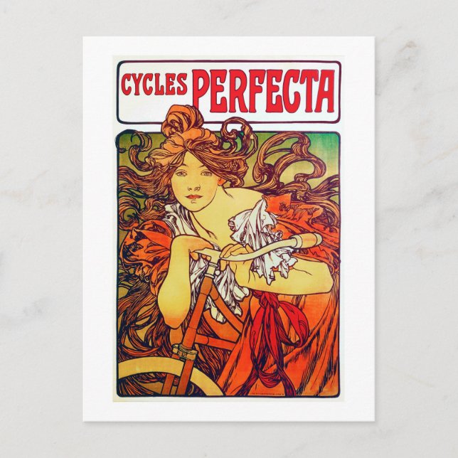 Cycles Perfecta, Mucha Postcard (Front)