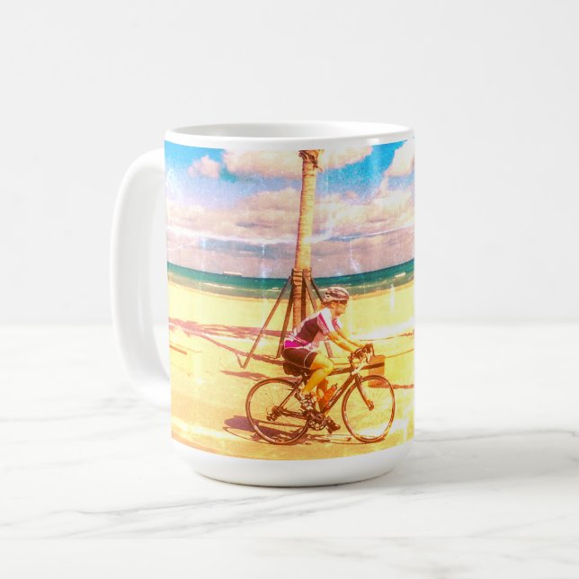 Cycling along the Beach Coffee Mug (Front Left)