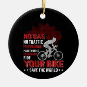 Cycling Art No Gas No Traffic Ceramic Ornament