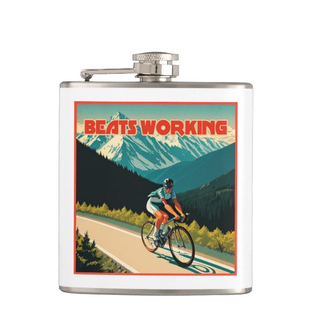 Cycling Beats Working Hip Flask (Front)