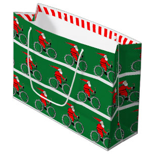 Cycling Bicycle Christmas Holiday Large Gift Bag