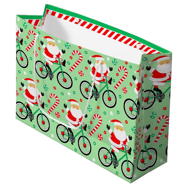 Cycling Bicycle Holiday Large Gift Bag (Front Angled)