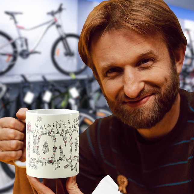 Cycling Bicycles around London Line Art Coffee Mug (Bicycles around london art fun cycling illustration coffee mug)