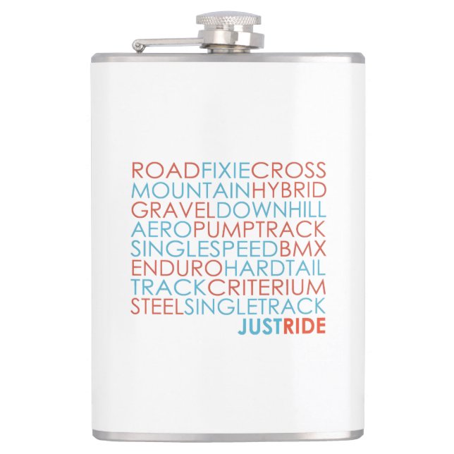 Cycling Bicycles Bikes Mountain Bike Just Ride Hip Flask (Front)