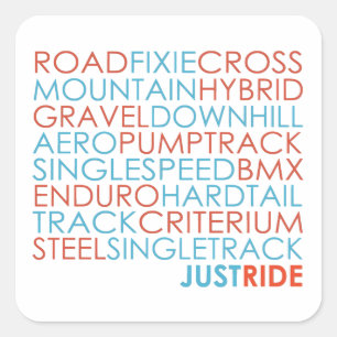 Cycling Bicycles Bikes Mountain Bike Just Ride Square Sticker